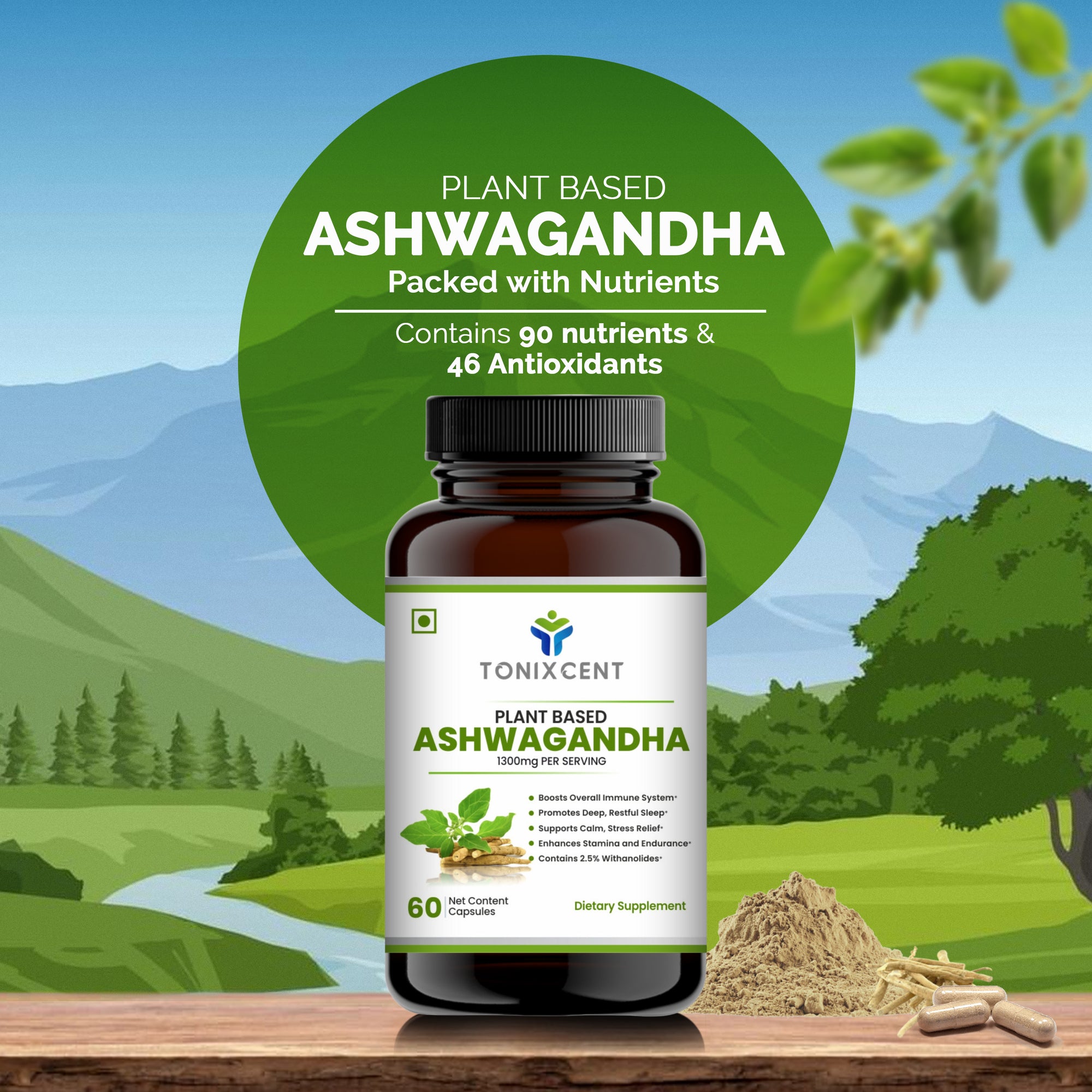 Natural Ashwagandha Capsules for Stress Relief & Daily Wellness
